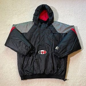 Vintage Starter Chicago Bulls Half Zip Puffer